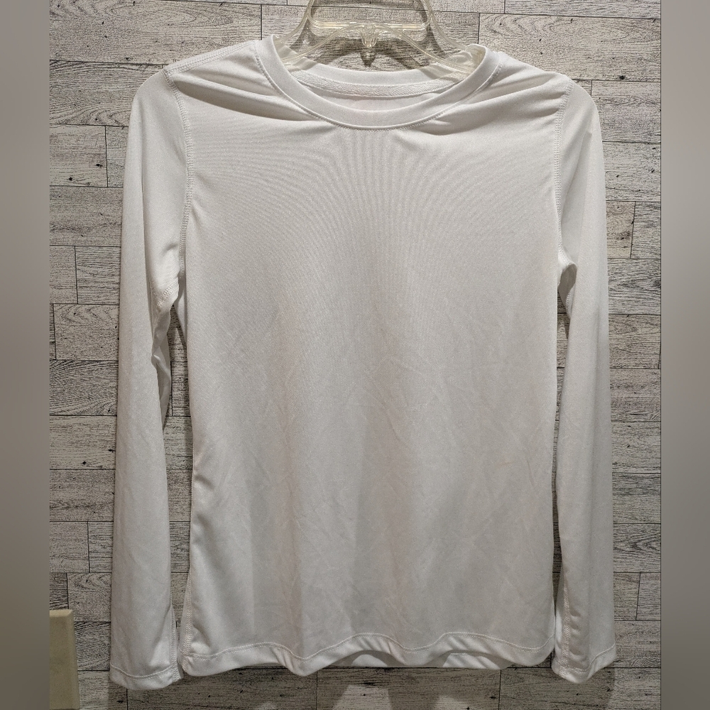Hanes Sport Classic White Long Sleeve Tee Size Small